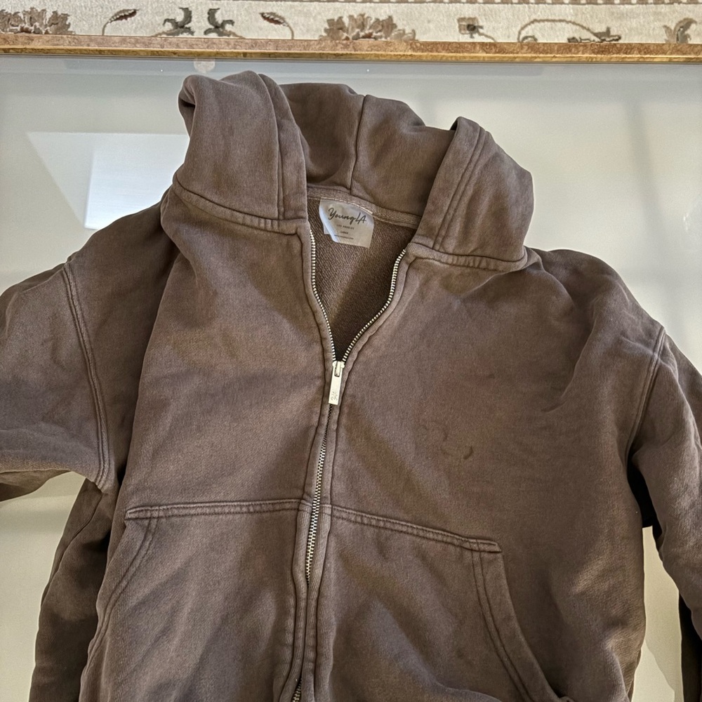 YoungLA Crop Hoodie in Deep Brown